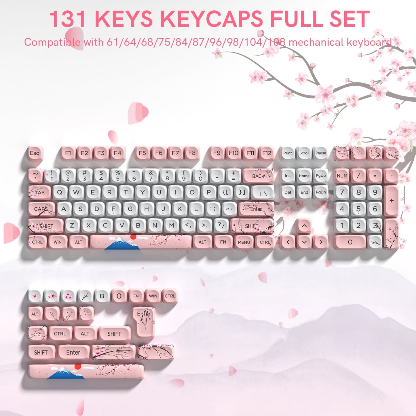 Womier Mount Fuji Sakura Sunrise MOA PBT Keycaps