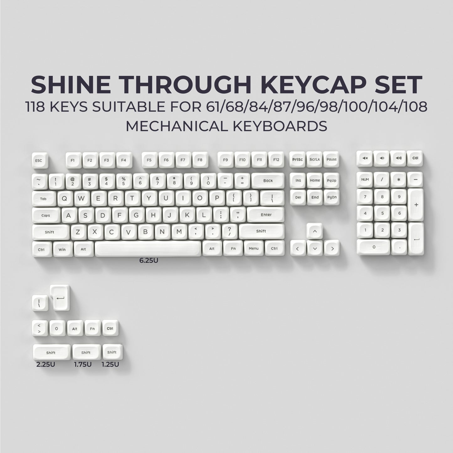 XVX Mono Series MOA Profile Shine-Through PBT Keycap Set