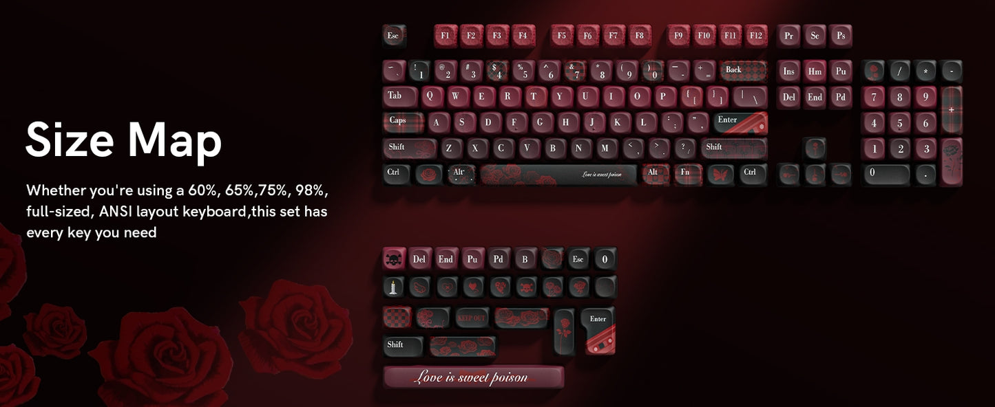 Womier Dark Rose MOA PBT Keycaps