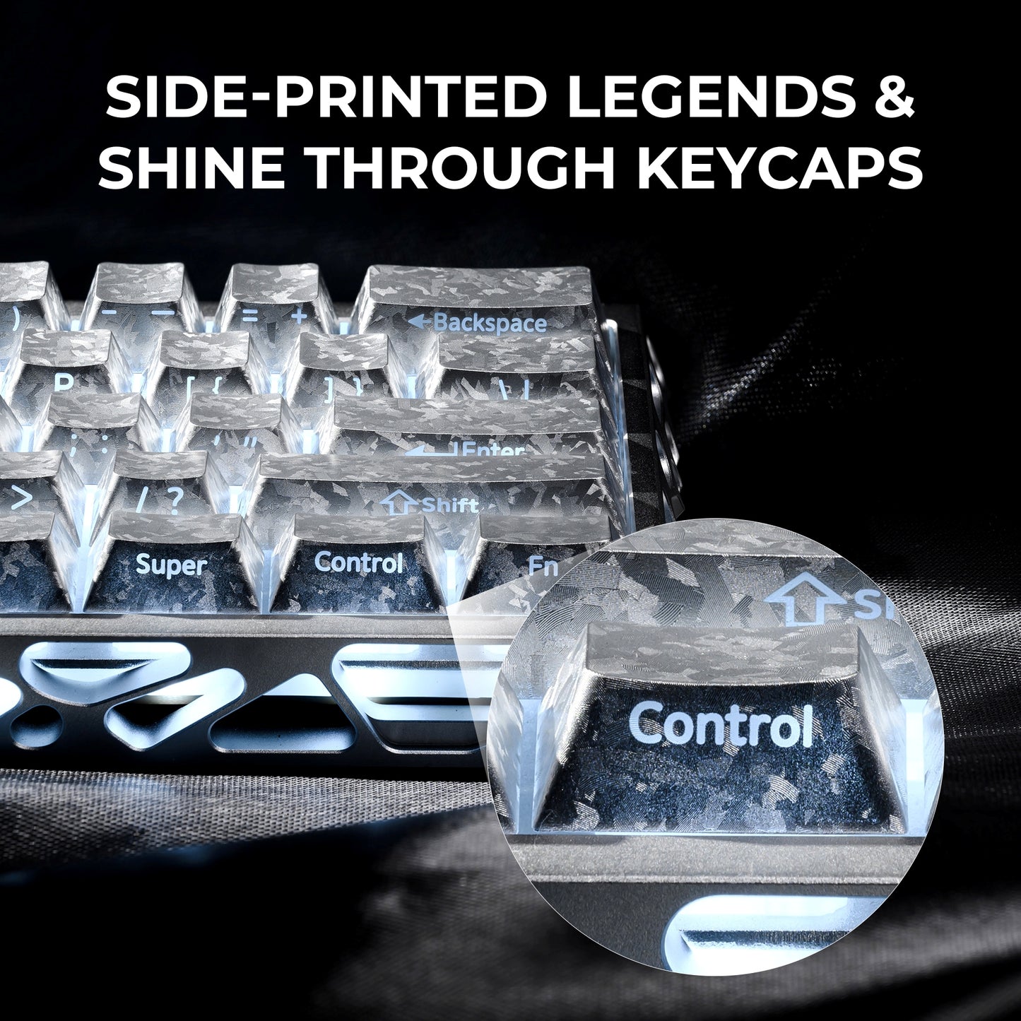 Womier Silver Forged Carbon Side Backlit Cherry Keycaps