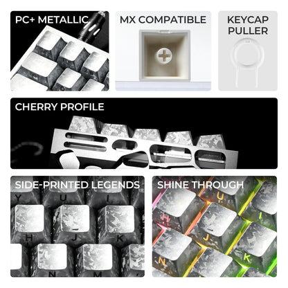 Womier Silver Forged Carbon Side Backlit Cherry Keycaps