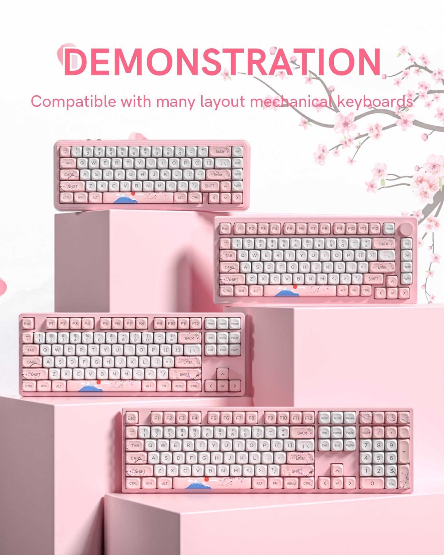Womier Mount Fuji Sakura Sunrise MOA PBT Keycaps