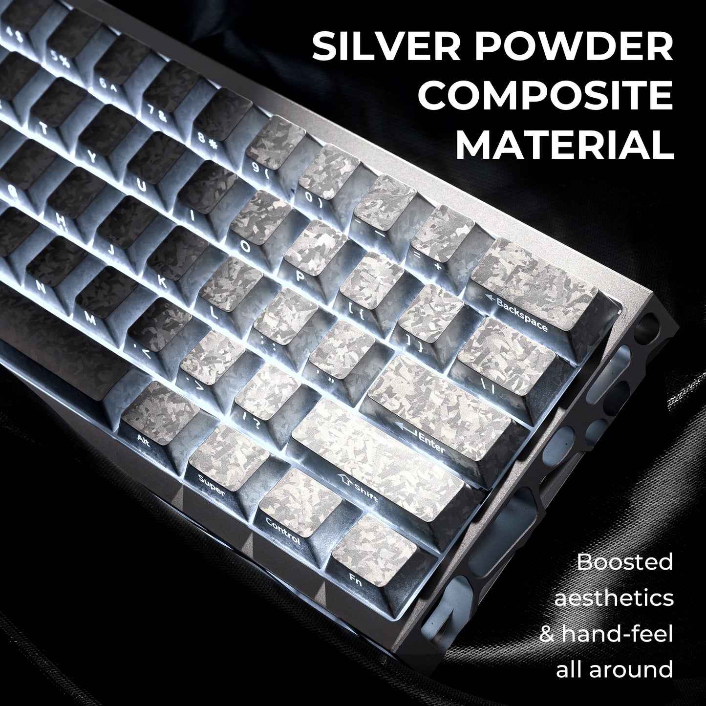 Womier Silver Forged Carbon Side Backlit Cherry Keycaps