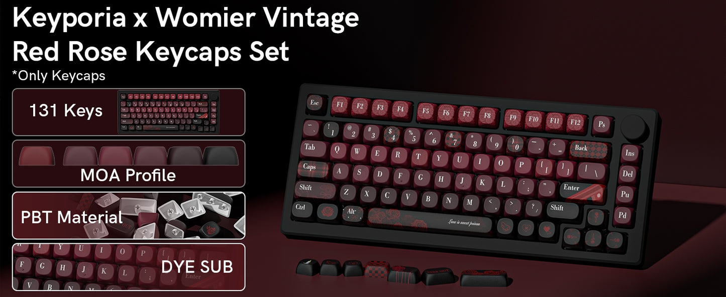 Womier Dark Rose MOA PBT Keycaps