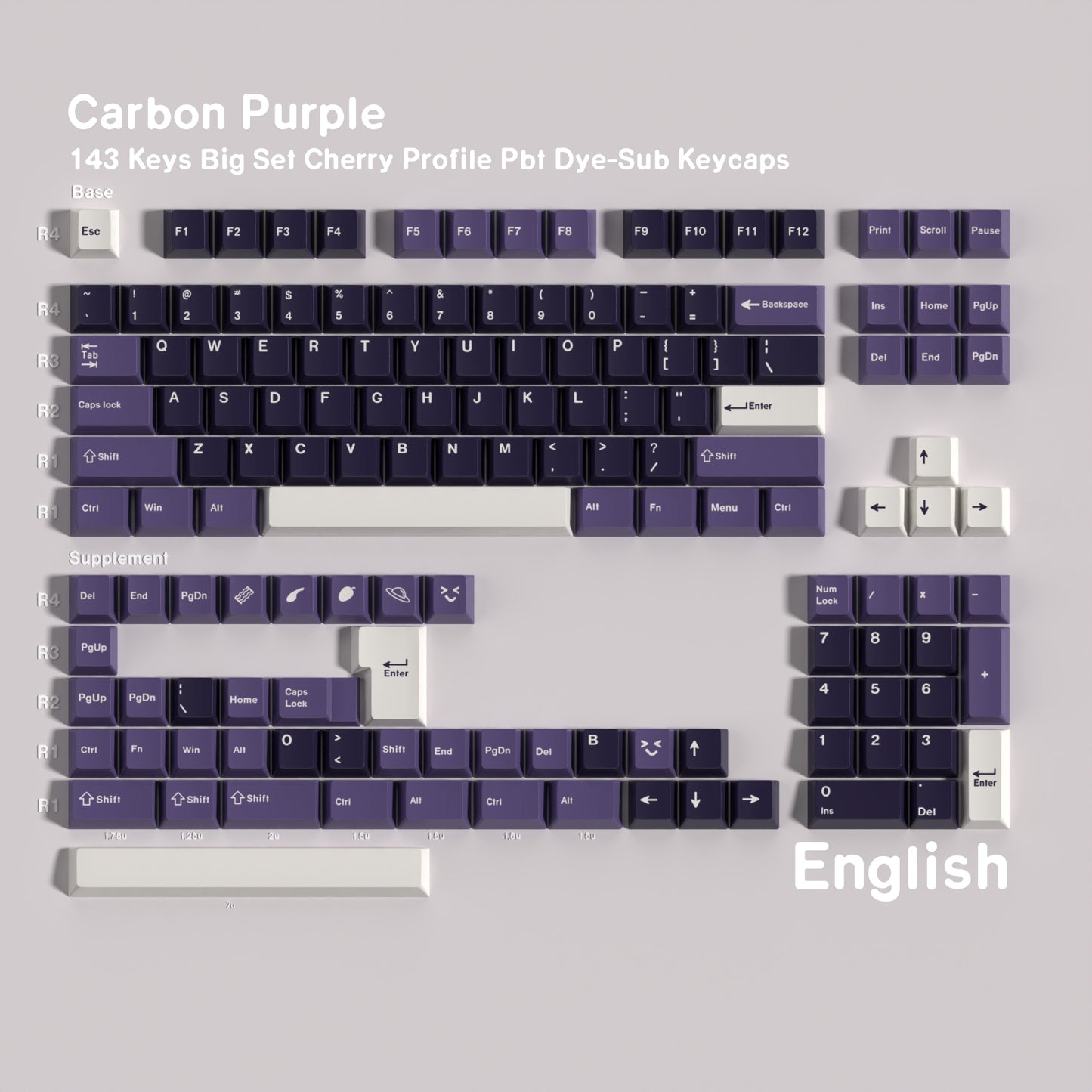 Carbon Purple 1.7mm Thick PBT Keycaps