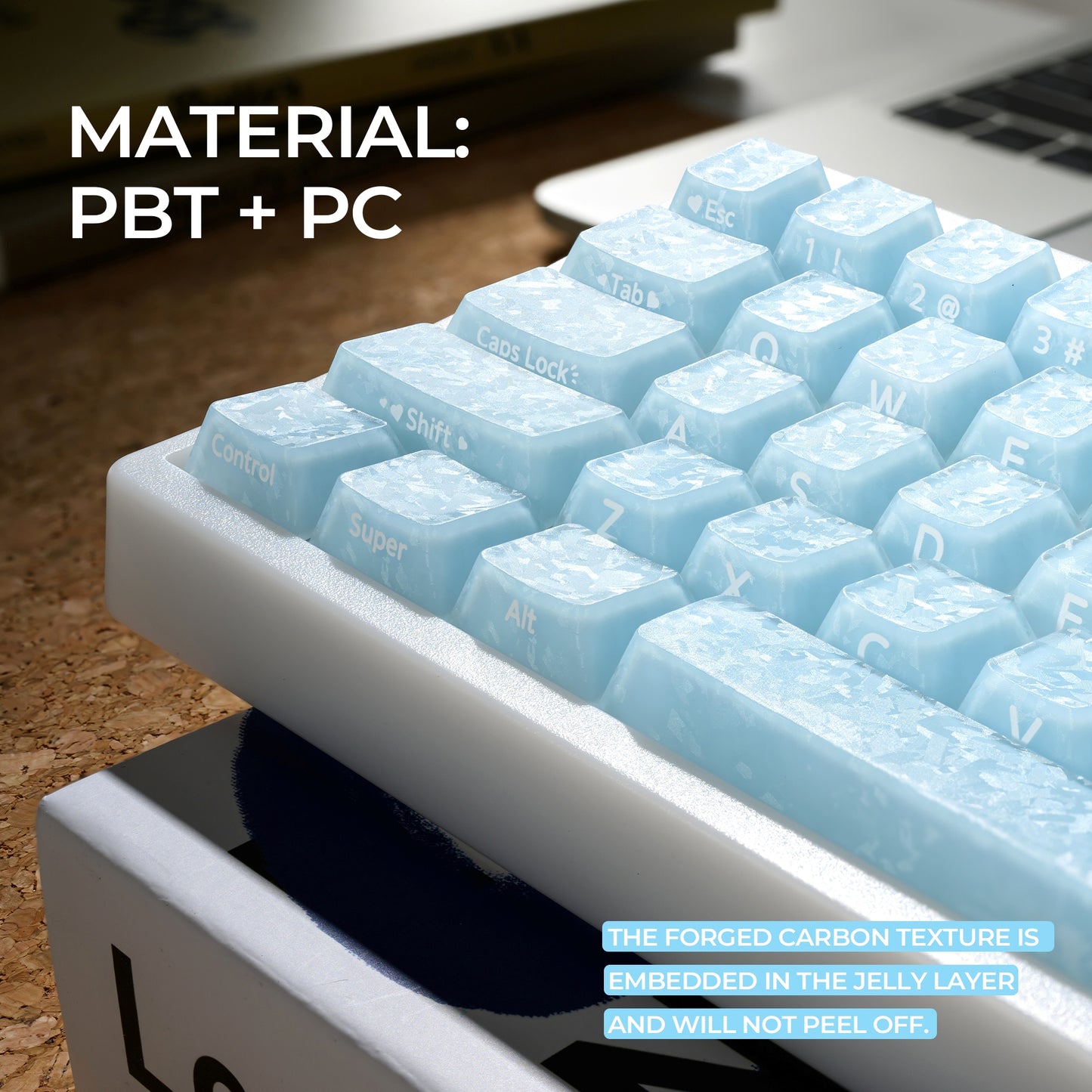 XVX Jelly Forged Carbon Textured Side-Printed Cherry Profile 126-Key Keycap Set