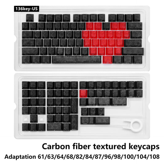 Black Carbon With Red Heart Side Legends Cherry Translucent Thick Keycaps