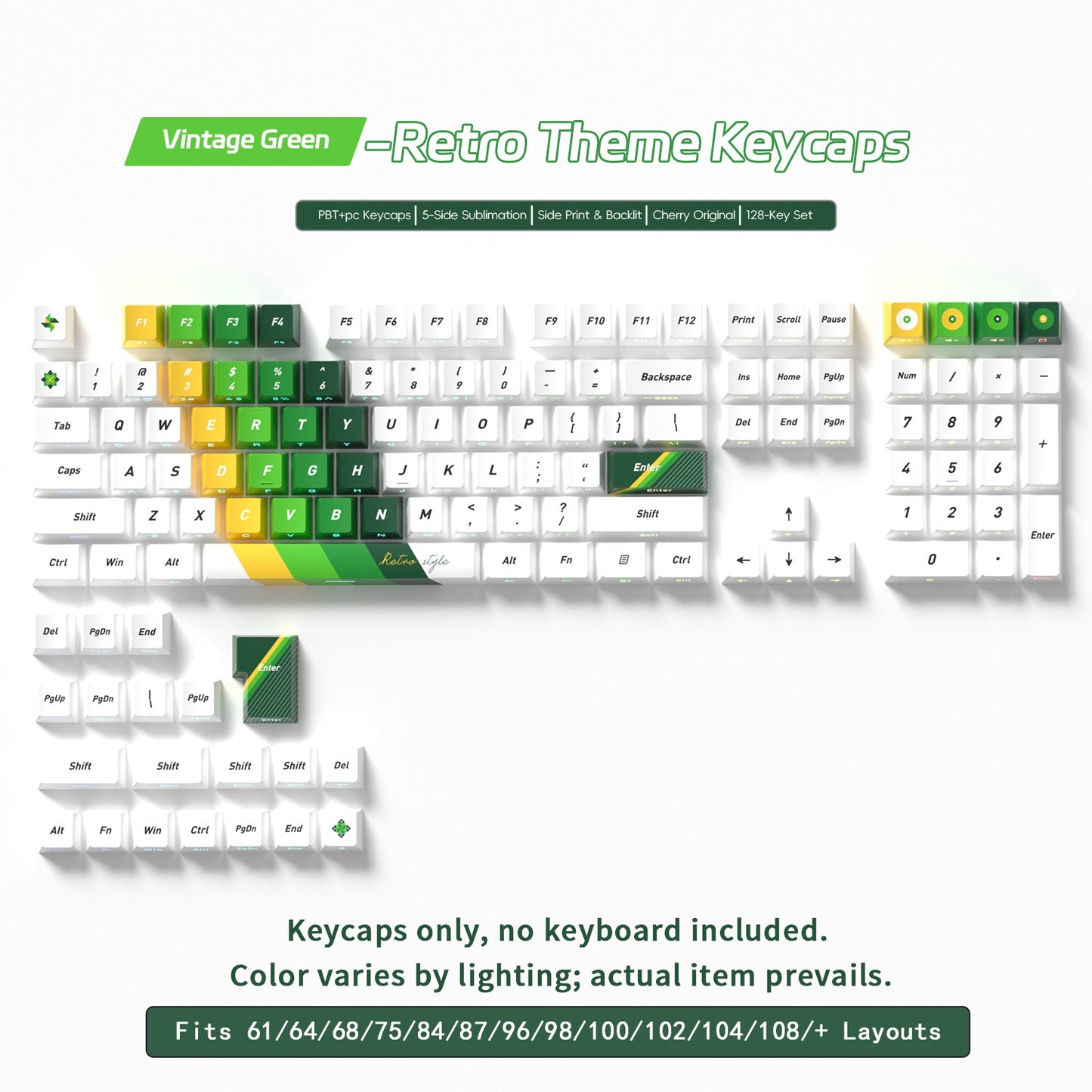 Retro Side Backlit Cherry PBT Keycaps 3 Themes