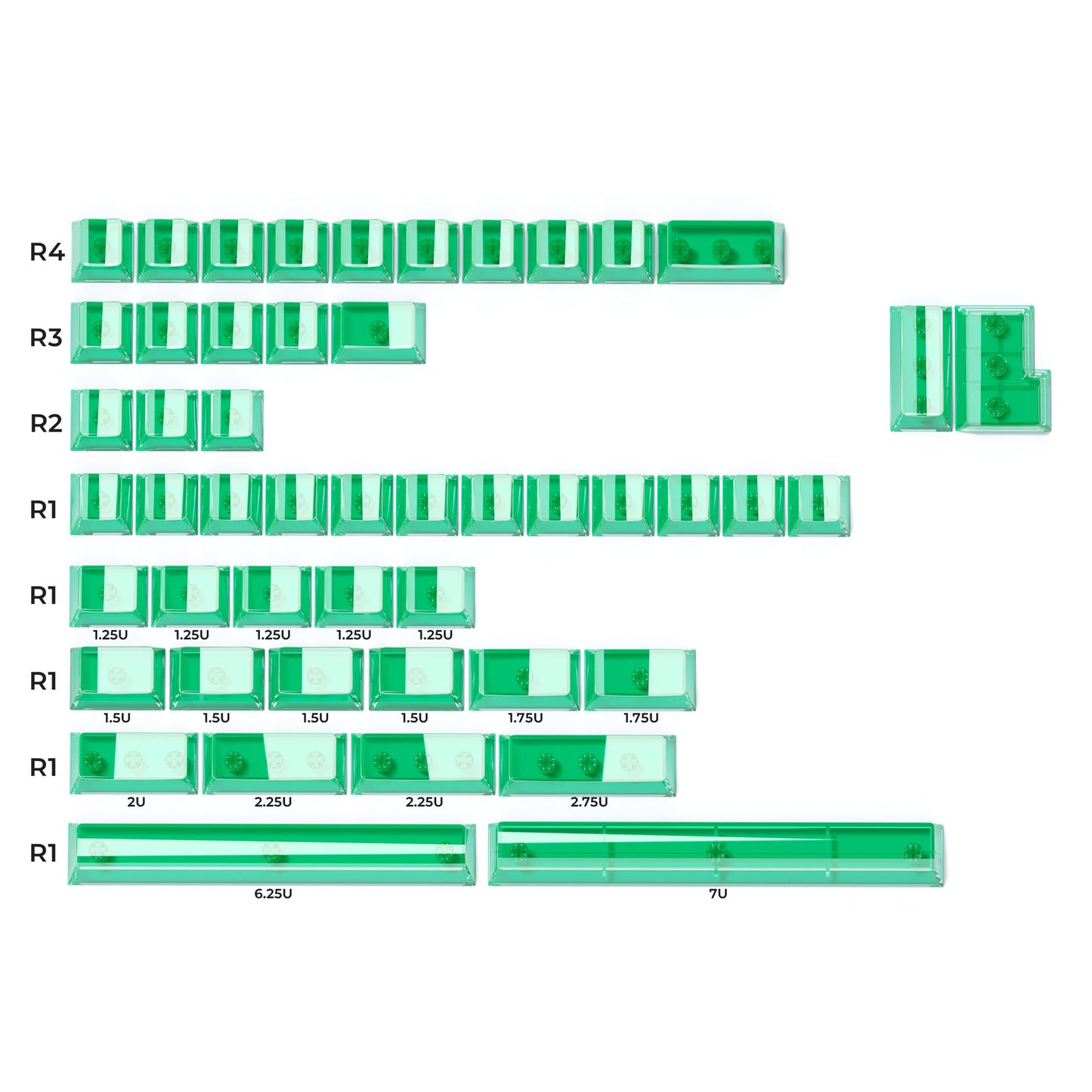 Womier DIY Blank Crystal Transparent Keycaps Set Of 49 Keys