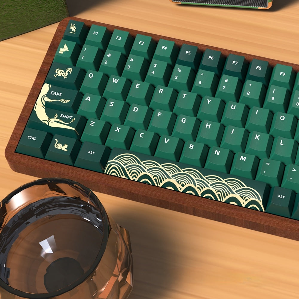 Green Animal Forest Cherry PBT Extended Keycaps Set