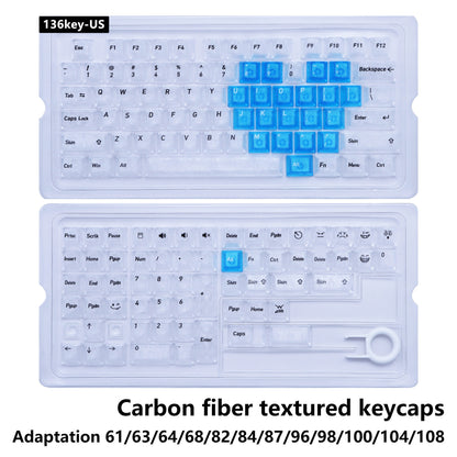 White Carbon With Blue Heart Cherry Translucent Thick Keycaps