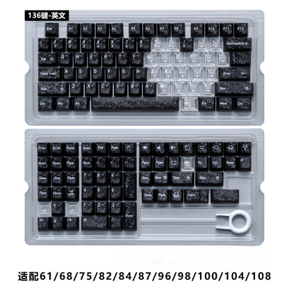 Black Carbon With White Heart Cherry Thick Translucent Keycaps