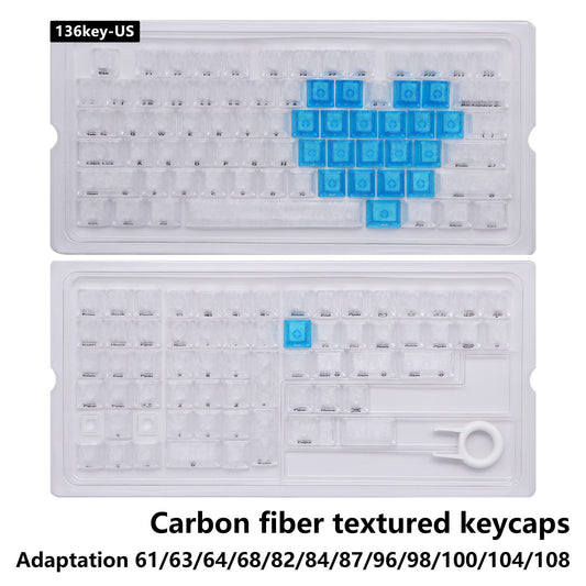White Carbon With Blue Heart Side Legends Cherry Translucent Thick Keycaps