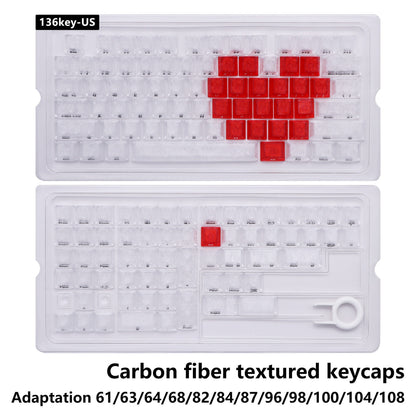 White Carbon With Red Heart Side Legends Cherry Translucent Thick Keycaps