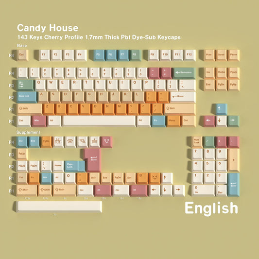 Candy House Minimal English /Japanese/Korean Cherry 1.7mm Thick PBT Keycaps