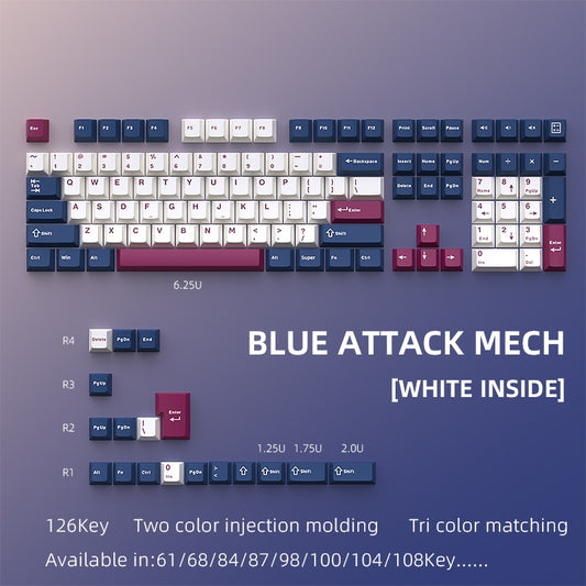 Blue Rose Mecha (Inner white) Cherry PBT Keycaps