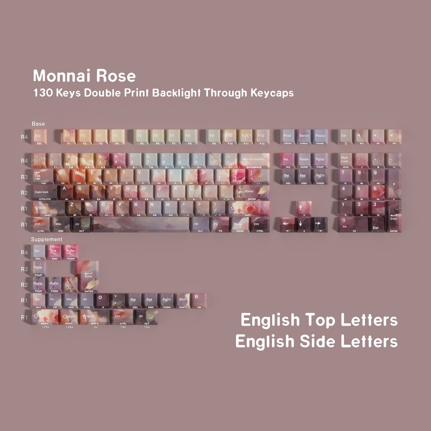 Monnai Rose Cherry Dual Legends Backlit Keycaps