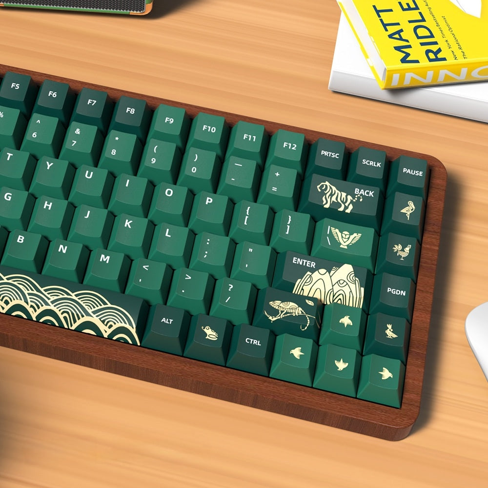 Green Animal Forest Cherry PBT Extended Keycaps Set