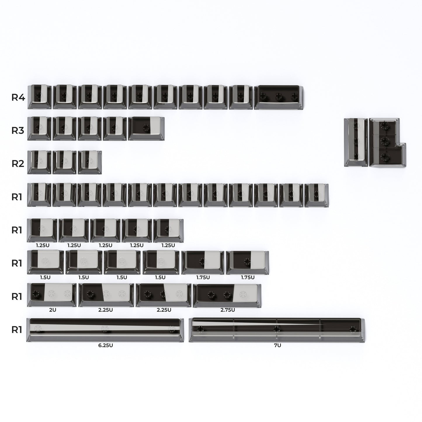 Womier DIY Blank Crystal Transparent Keycaps Set Of 49 Keys