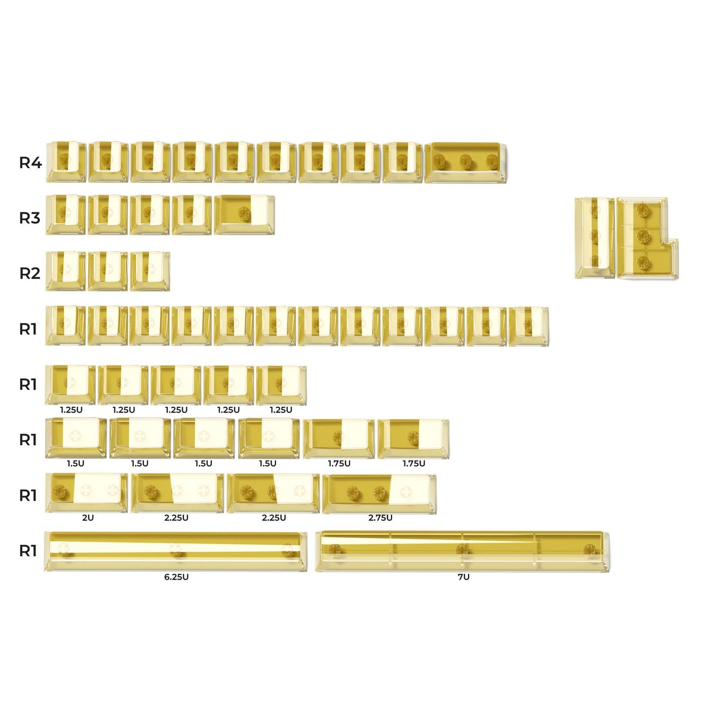 Womier DIY Blank Crystal Transparent Keycaps Set Of 49 Keys