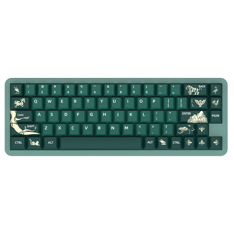 Green Animal Forest Cherry PBT Extended Keycaps Set