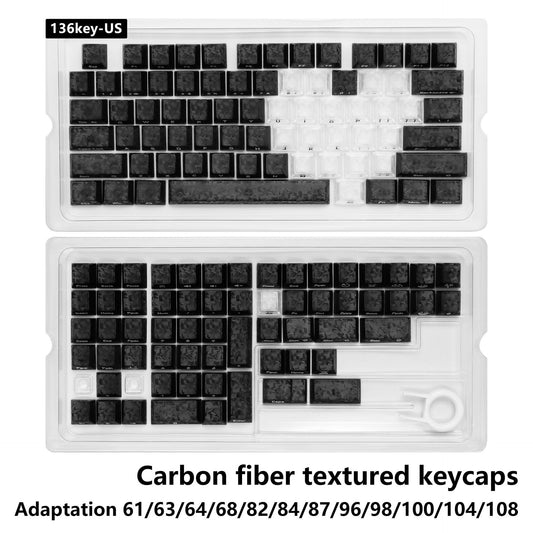 Black Carbon With White Heart Side Legends Cherry Translucent Thick Keycaps