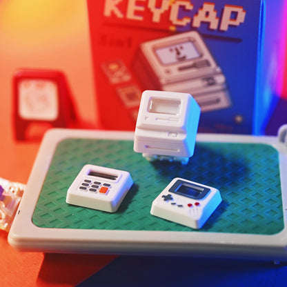 Retro Mini Gaming Pad Artisan Keycap With 3 Panels & 6 Cards Red White