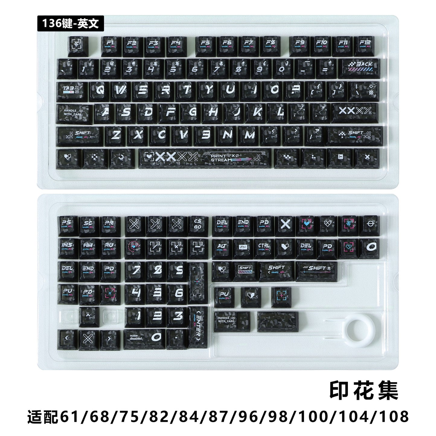 Counter Strike Print Stream Forged Carbon Transparent Cherry Keycaps