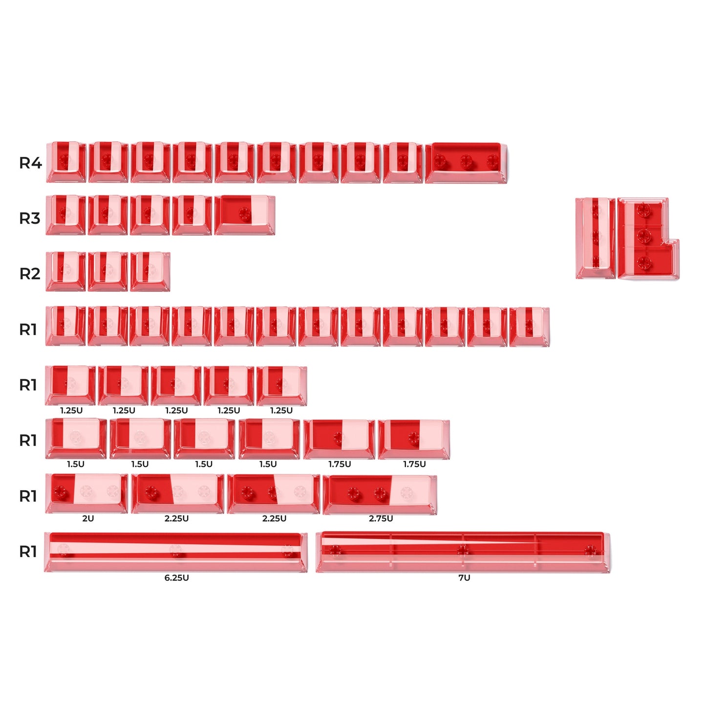 Womier DIY Blank Crystal Transparent Keycaps Set Of 49 Keys
