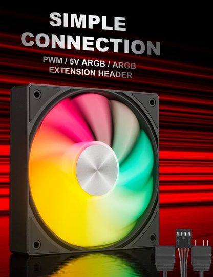 upHere 120mm Computer Case Fan 5v ARGB PC Fan with PWM 4-Pin Interface High Performance Cooling Low Noise for Enhanced PC Cooling