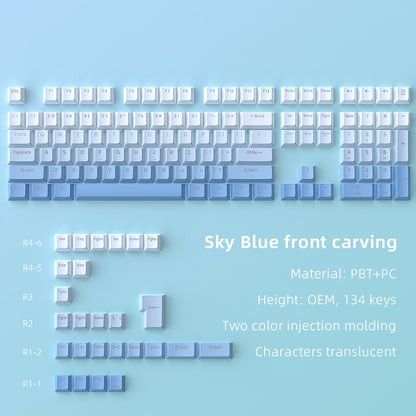 Top Backlit Blue White Gradient OEM Doubleshot PBT Keycaps