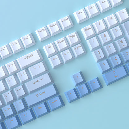 Top Backlit Blue White Gradient OEM Doubleshot PBT Keycaps