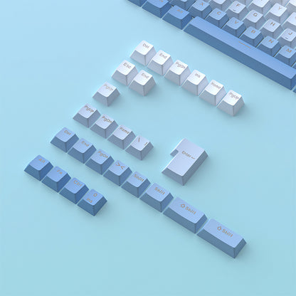 Top Backlit Blue White Gradient OEM Doubleshot PBT Keycaps