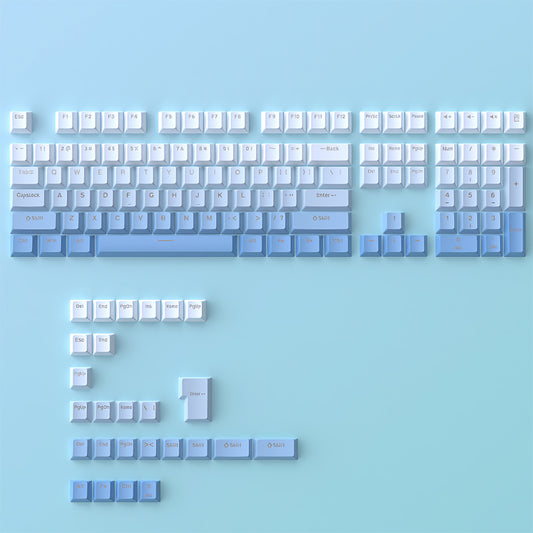 Top Backlit Blue White Gradient OEM Doubleshot PBT Keycaps