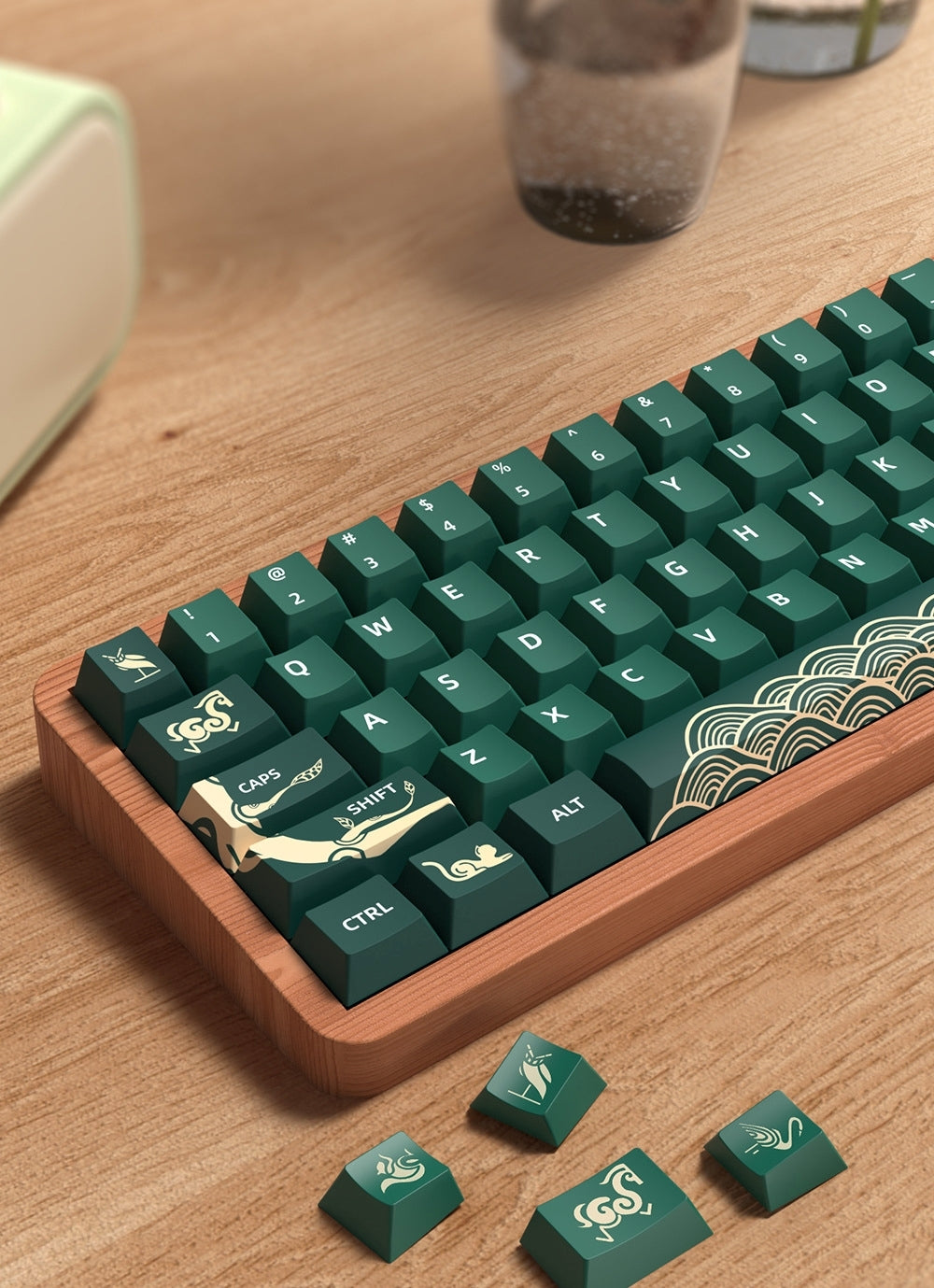 Green Animal Forest Cherry PBT Extended Keycaps Set