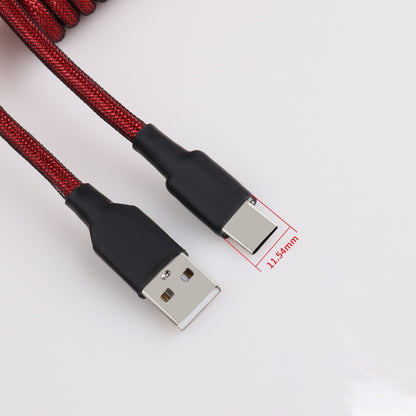 Lano GX12 Dark Red Nickel  Coiled Sleeved Aviator USB-C Mechanical Keyboard Braided 3.5M Gaming Ca