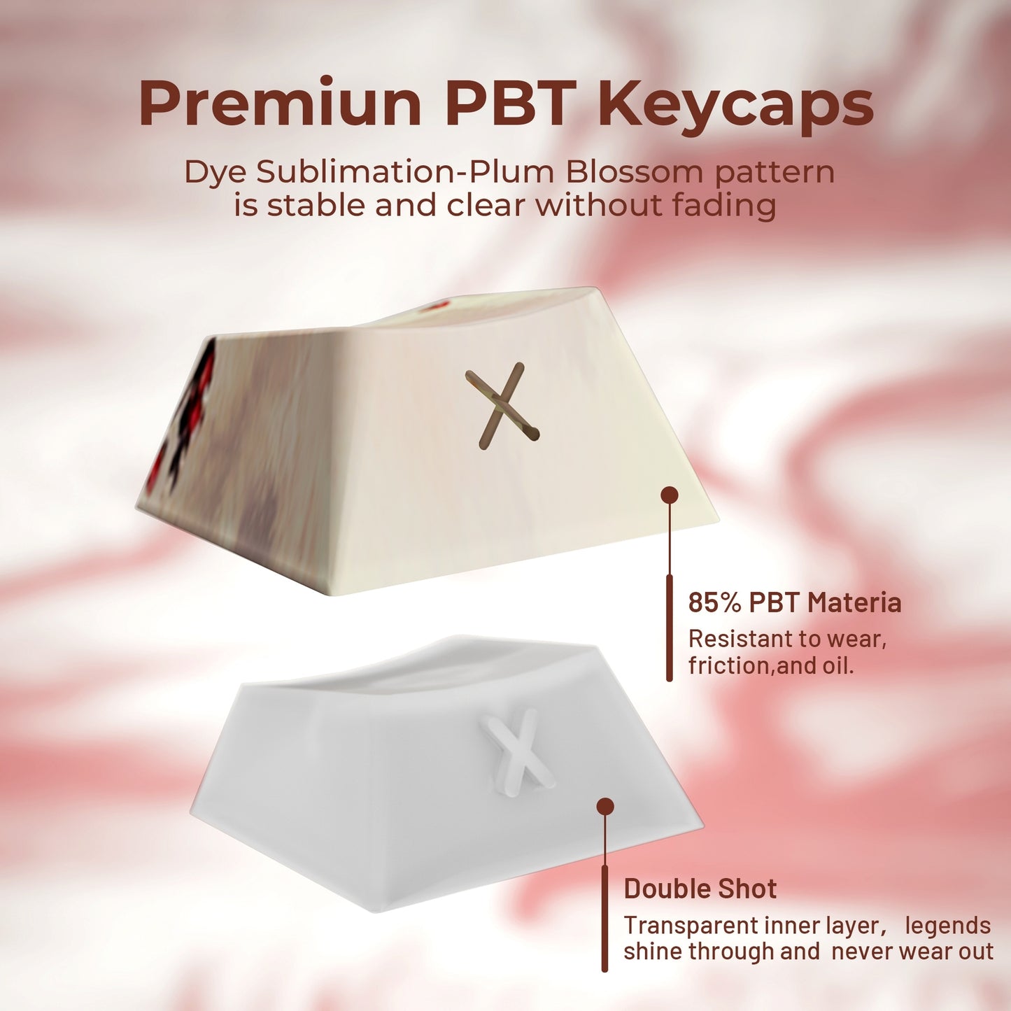 Plum blossom Side Backlit Cherry Profile Double shot Dye-Sub PBT Keycap Set 131-Key