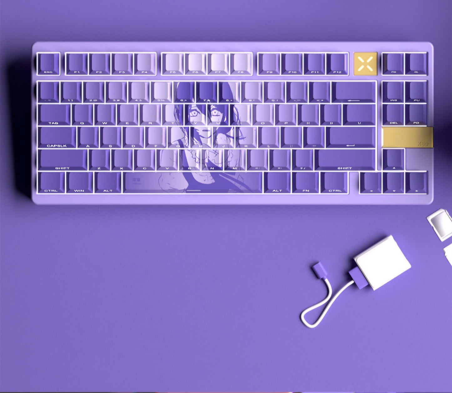 Eve Reese Purple Anime Side Backlit Doubleshot PBT Keycaps