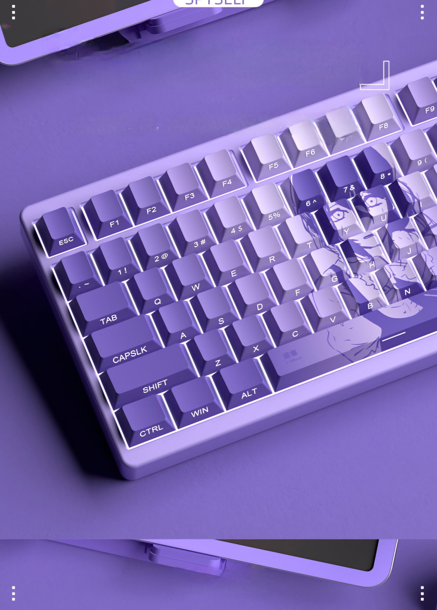 Eve Reese Purple Anime Side Backlit Doubleshot PBT Keycaps