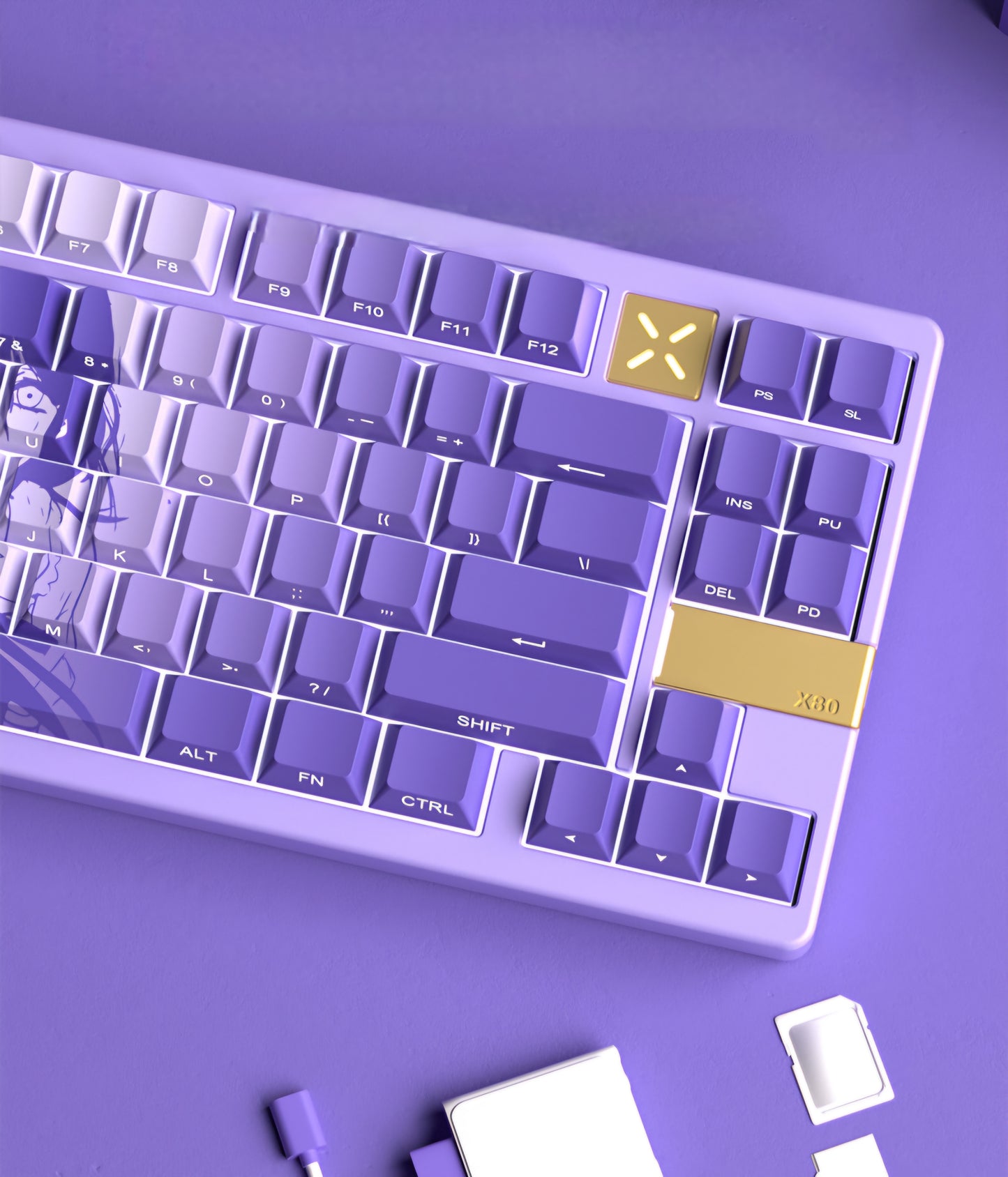 Eve Reese Purple Anime Side Backlit Doubleshot PBT Keycaps