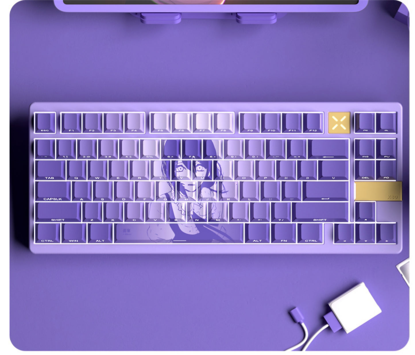 Eve Reese Purple Anime Side Backlit Doubleshot PBT Keycaps