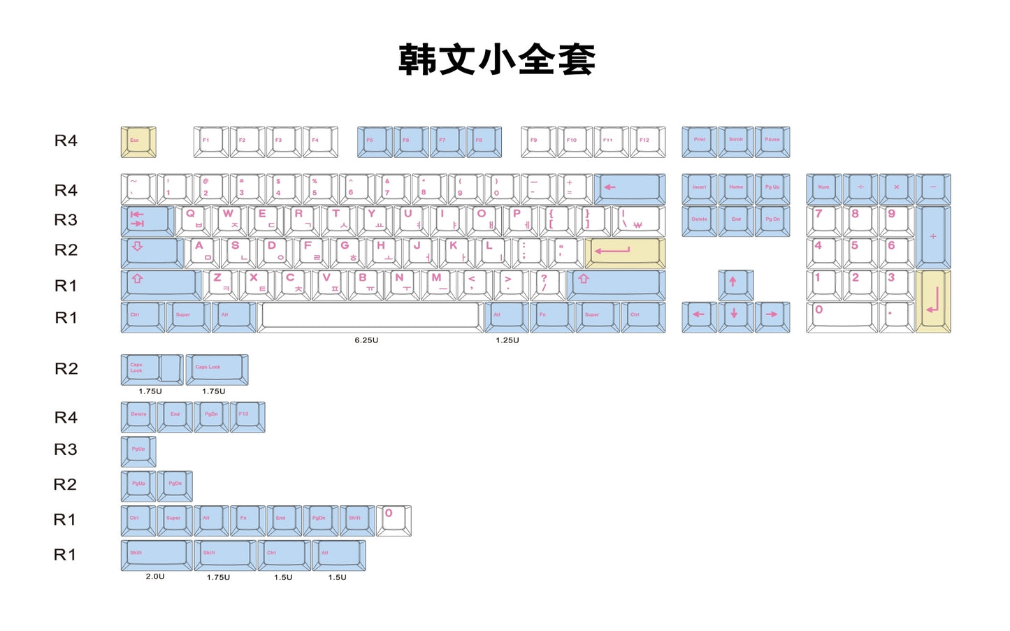 Blue White Korean Cherry PBT Quality Keycaps