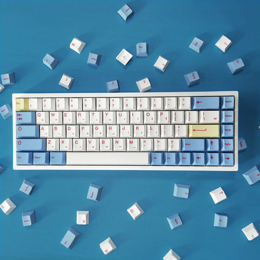 Blue White Korean Cherry PBT Quality Keycaps