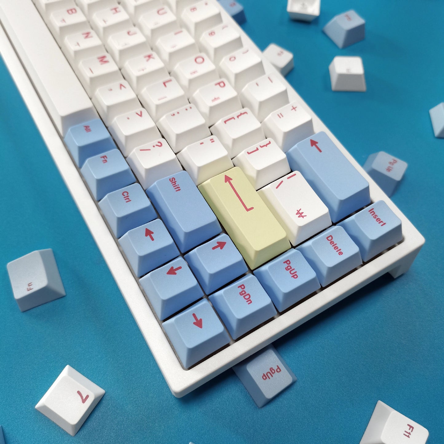 Blue White Korean Cherry PBT Quality Keycaps