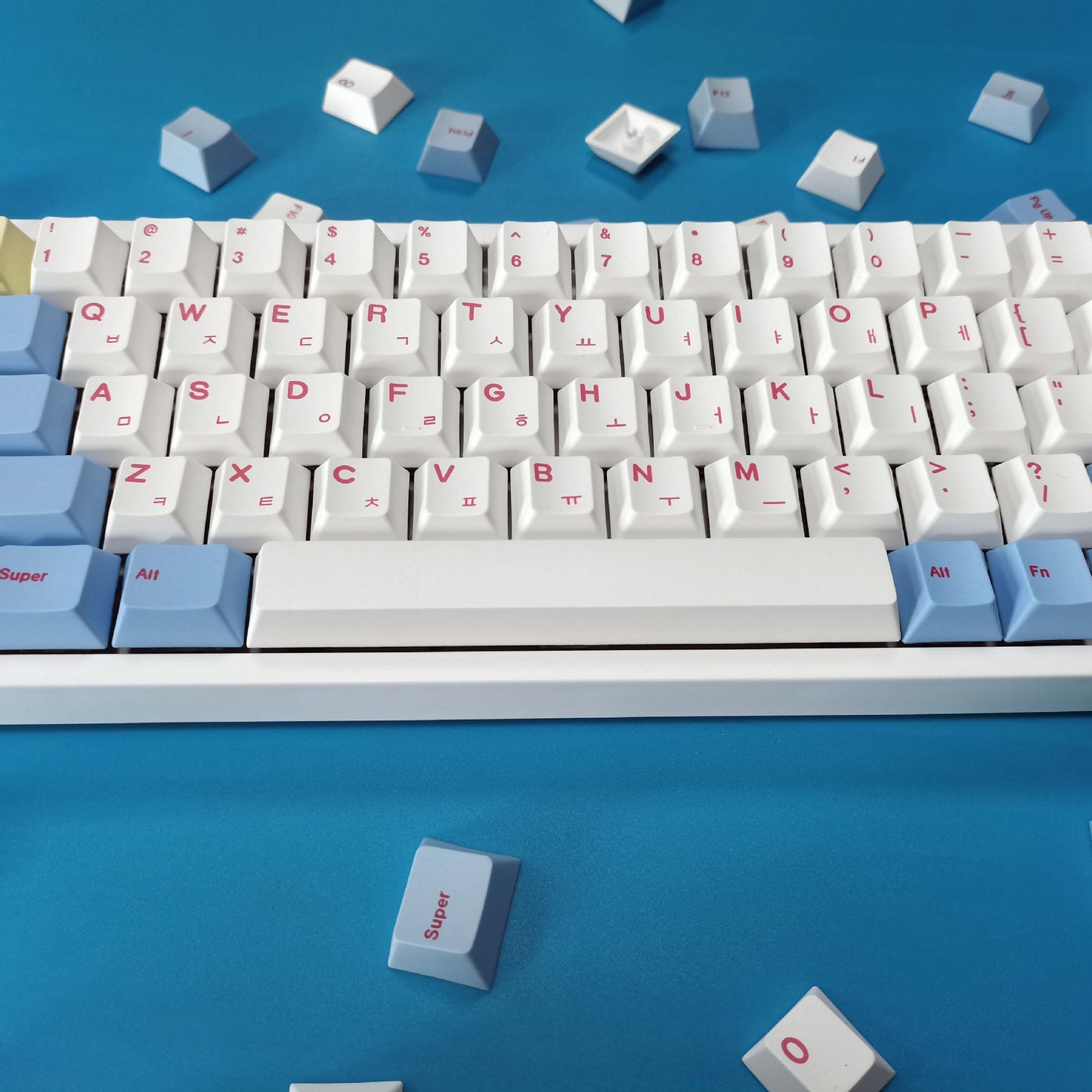 Blue White Korean Cherry PBT Quality Keycaps