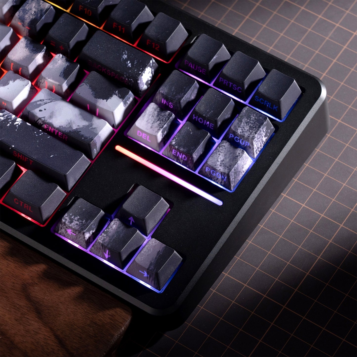 Black Samurai Knight Premium Side Backlit Cherry Doubleshot Keycaps With Keycaps