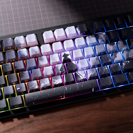 Black Samurai Knight Premium Side Backlit Cherry Doubleshot Keycaps With Keycaps