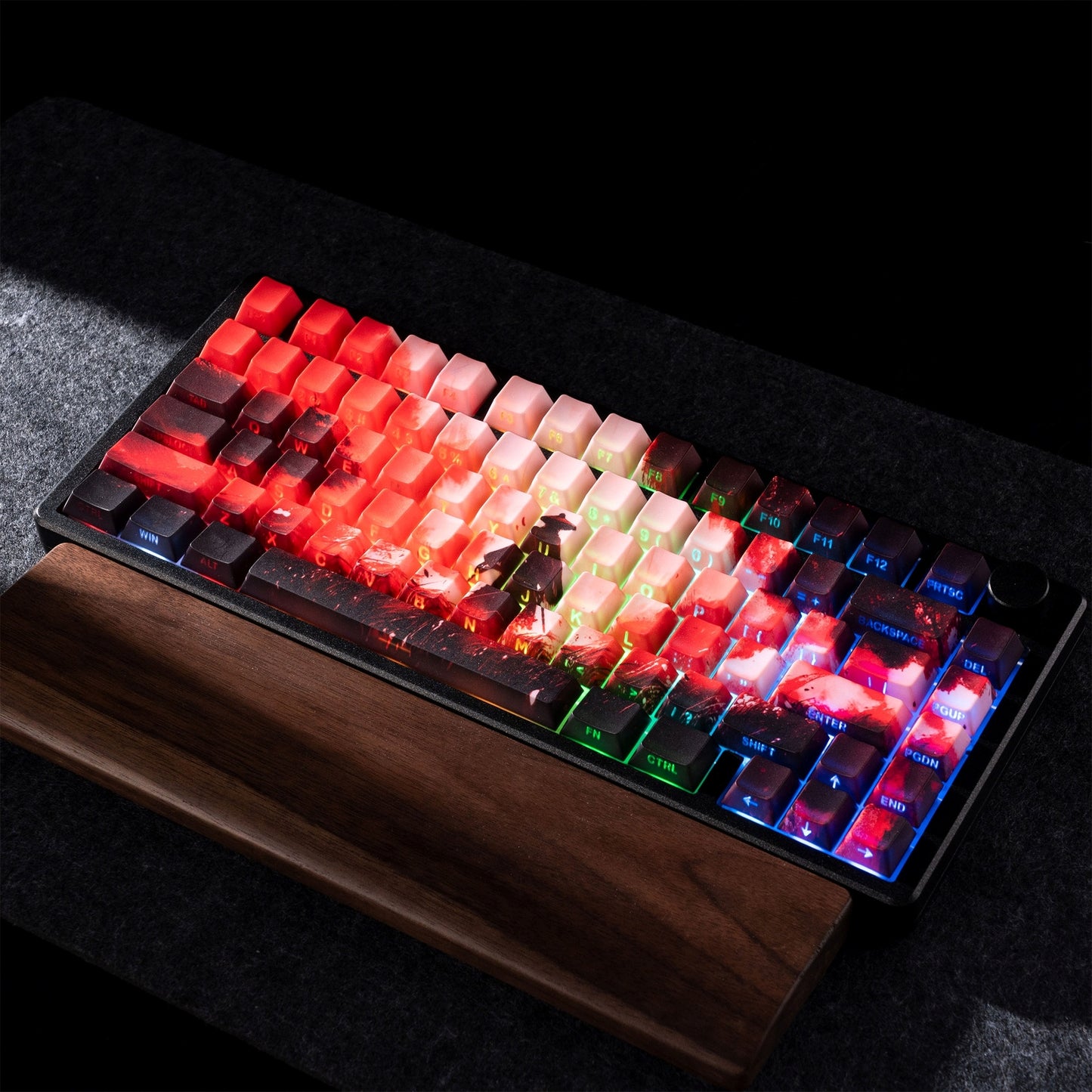 Red Samurai Knight Premium Side Backlit Cherry Doubleshot Keycaps With Keycaps