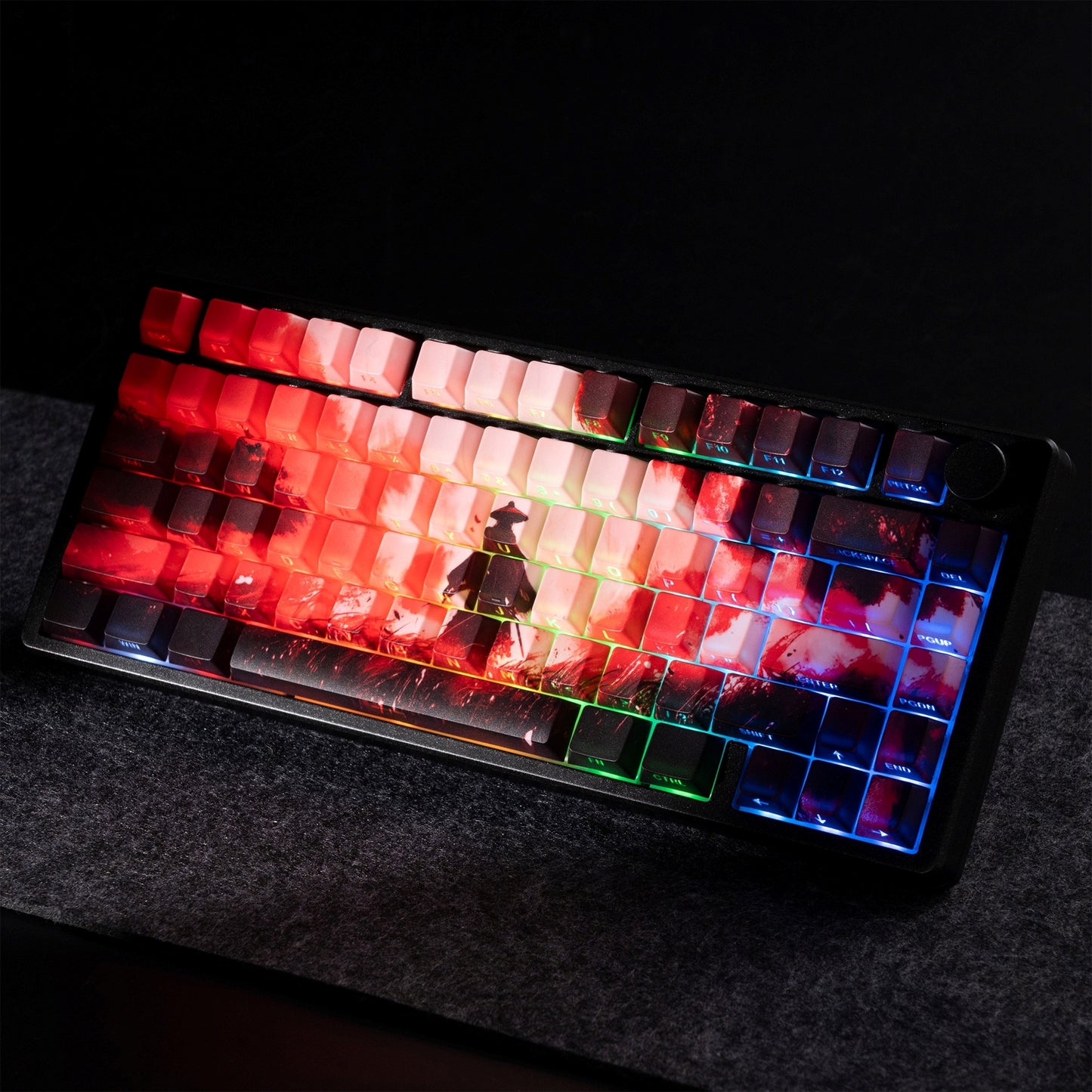 Red Samurai Knight Premium Side Backlit Cherry Doubleshot Keycaps With Keycaps