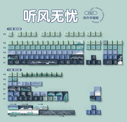 Beautiful Peaceful Landscape Premium Cherry PBT Extended Keycaps
